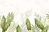 Green leaves print wallpaper with tropical botanical pattern